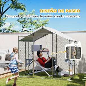 Jaula Grande para Gatos Exterior, Recinto para Gatos con 2 Casitas, 7 Plataformas para Saltar, Cubierta Impermeable y Anti-UV, Parque para 5 Gatitos, Conejos, 240x193x195 cm, Plata