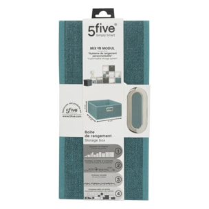 Panier velours 31x15cm "Mix N' Modul" bleu pétrole chiné