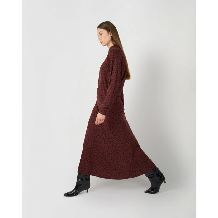 Falda midi viscosa evasé soft amara burdeos