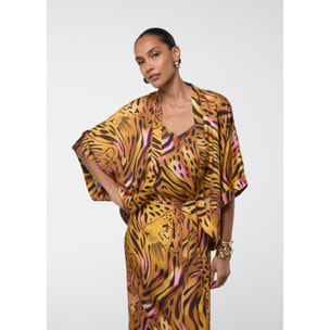 Kimono corto con stampa di tigre