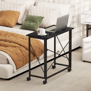 Escritorio Plegable con Ruedas Mesa Escritorio Compacta Mesa de Ordenador Portátil para Casa Oficina Espacios Pequeños 80x40x75 cm Negro