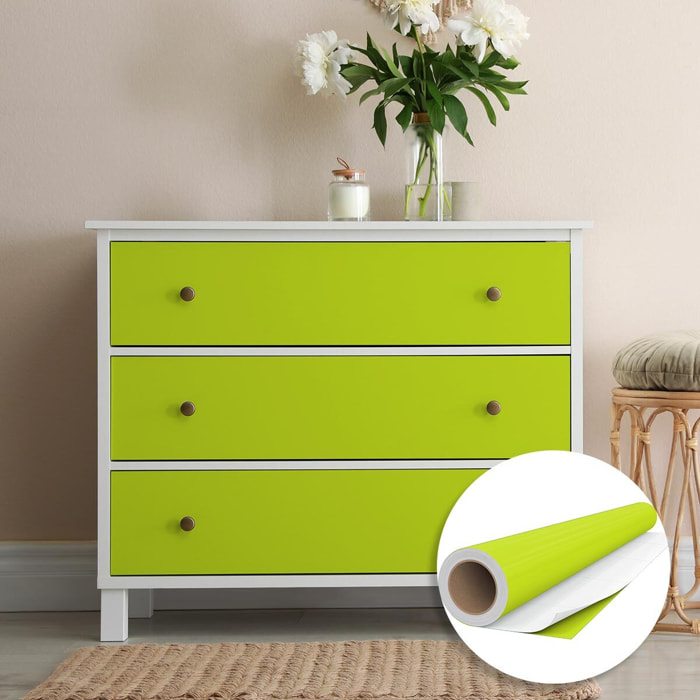 Rouleau adhésif décoratif Vinyle au Mètre - Vert pastel - Sticker Lavable Imperméable Mur Cuisine Meubles