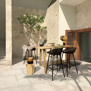 ENSEMBLE DE JARDIN TABLE BAR  ACACIA 160+4 CHAISE DE BAR POLYPRO SAOBRAD