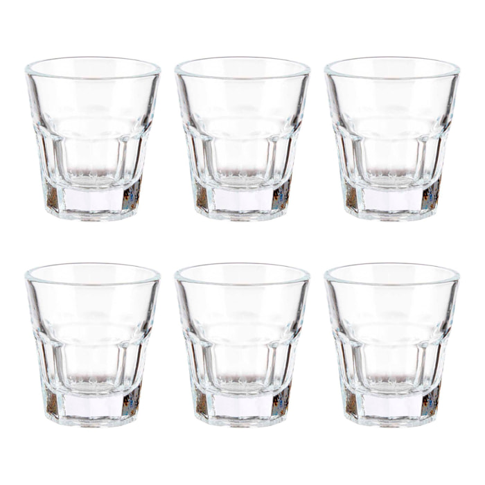 Set 6 vasos vidrio chupito bajos 40ml colección vivalto