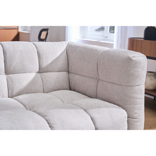 Canapé d'angle gauche design 3 places en tissu effet velours texturé beige CORTO