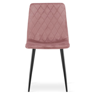 Sedia Turin in velluto rosa con gambe nere