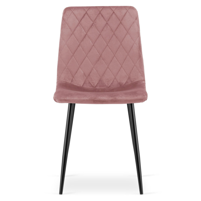 Sedia Turin in velluto rosa con gambe nere
