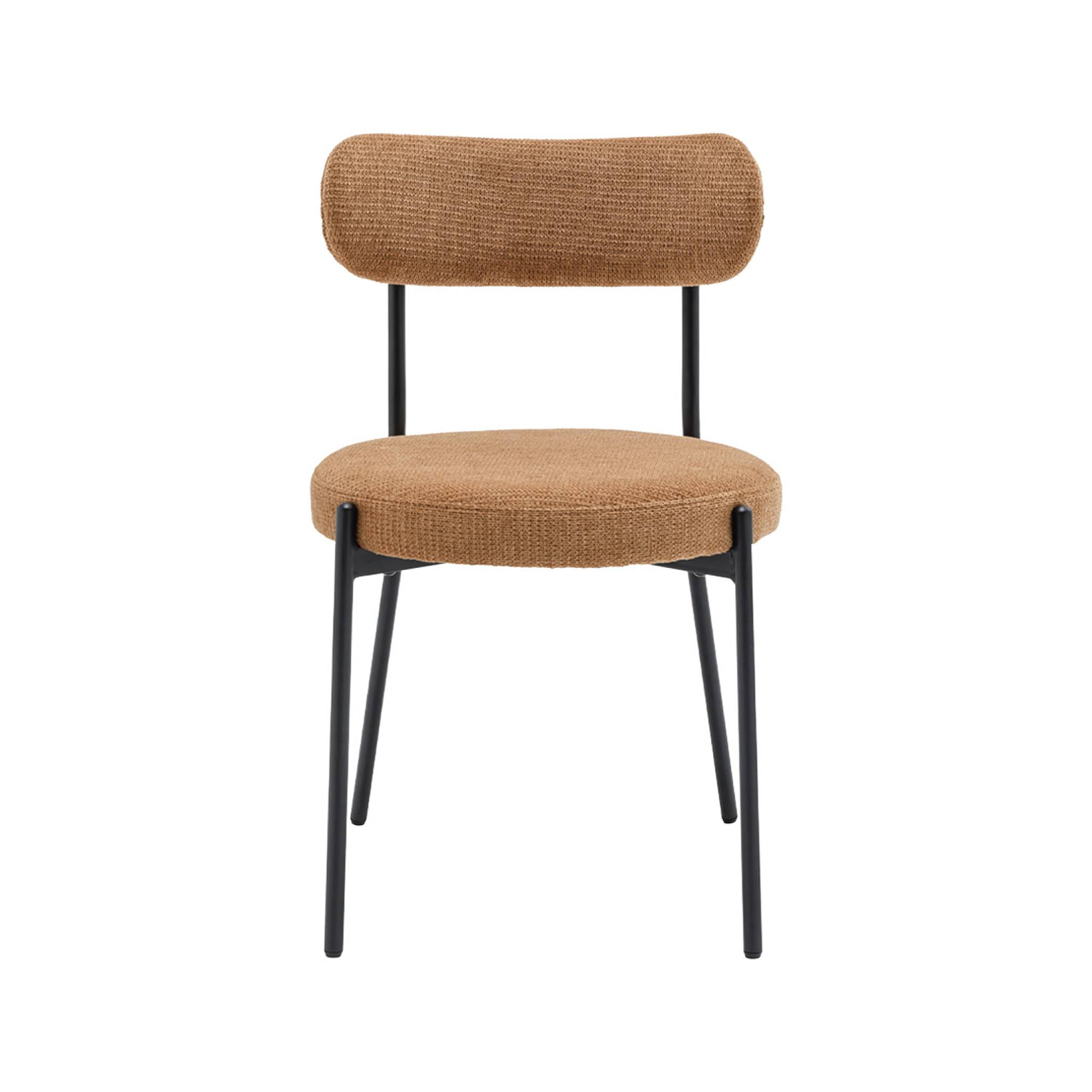 Lot de deux chaises métal et tissu chenille camel L 47 x P 49 x H 76.5cm - Livia