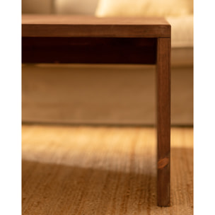 Mesa de centro de madera maciza en tono nogal de 110x45x74cm Alto: 45 Largo: 110 Ancho: 74