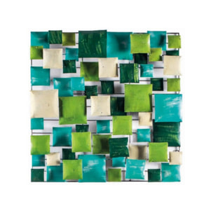 Décoration murale en métal peint vert/turquoise à suspendre - GREENY