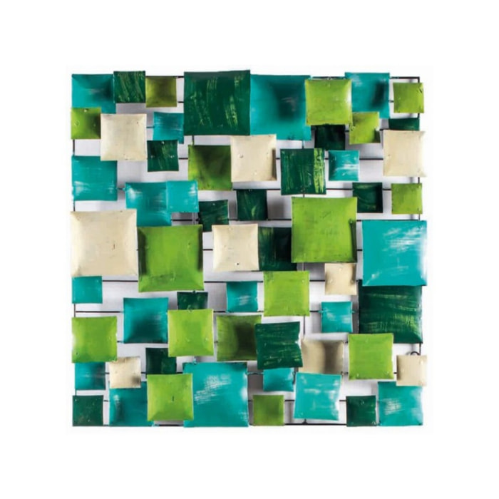 Décoration murale en métal peint vert/turquoise à suspendre - GREENY