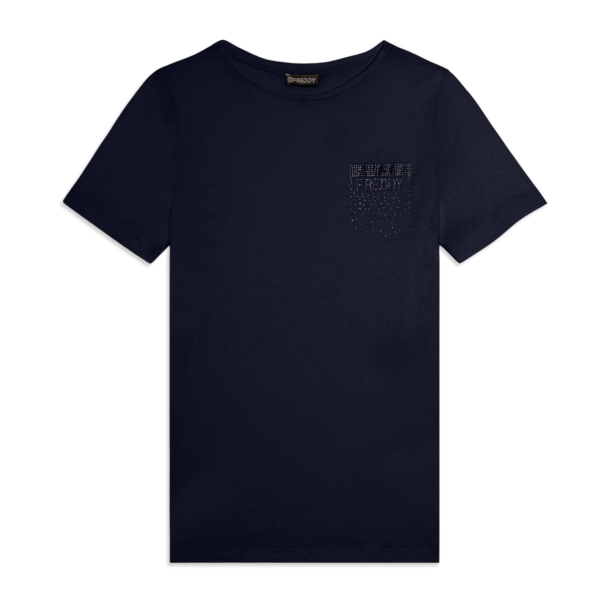 T-shirt manica corta con strass a forma di taschino FREDDY