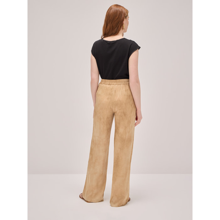 Oltre - Palazzo trousers in délavé satin - Beige