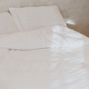 Naturals - Funda Nórdica Lisa - Cierre con botones - 100% Algodón de Muselina - Incluye 1/2 Fundas de Almohada - Blanco