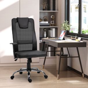 Fauteuil de bureau ergonomique hauteur assise réglable pivotant 360° revêtement synthétique et maille noir