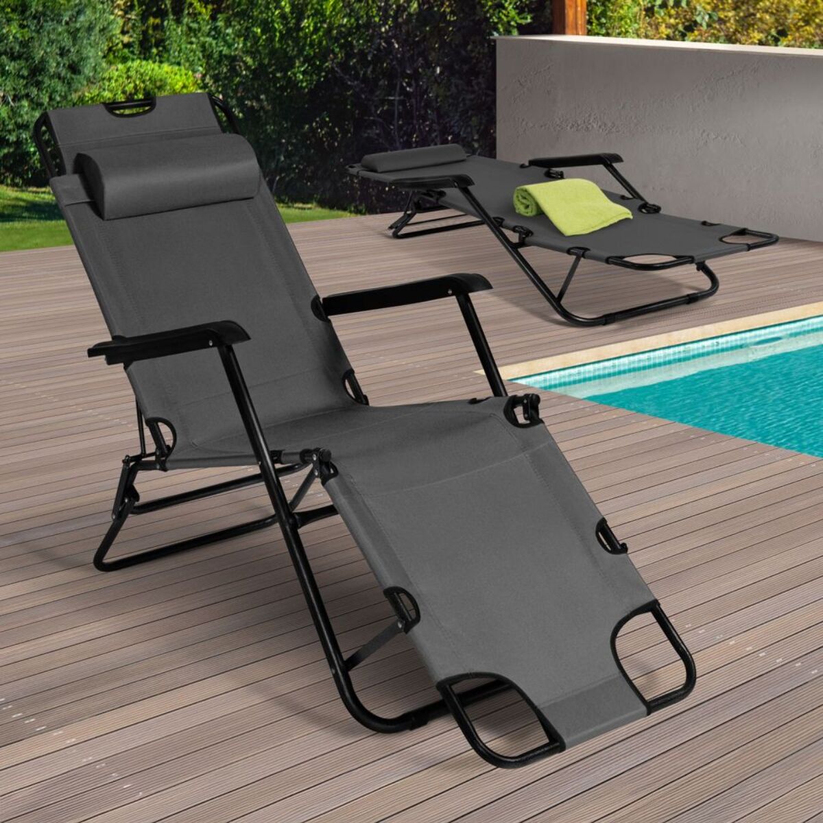 Fauteuils de jardin Relax double position - lot de 2