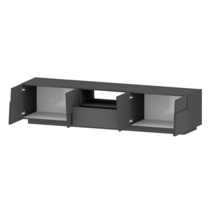 Mobile porta TV Dcortinovi, Credenza bassa da soggiorno con 4 ante e 1 cassetto, Base porta TV, 220x44h46 cm, Antracite