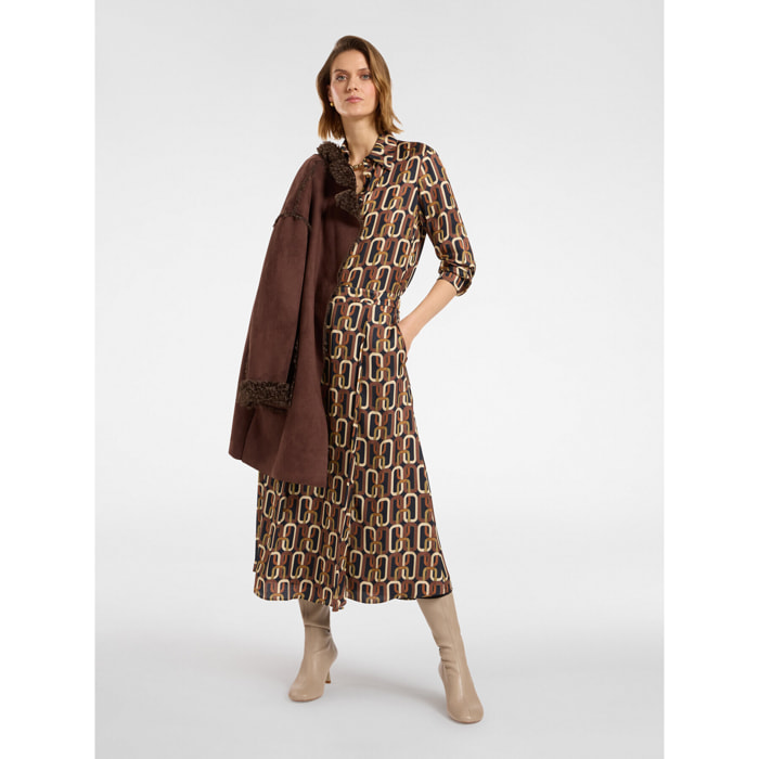 Elena Mirò - Falda midi estampada - Marrón