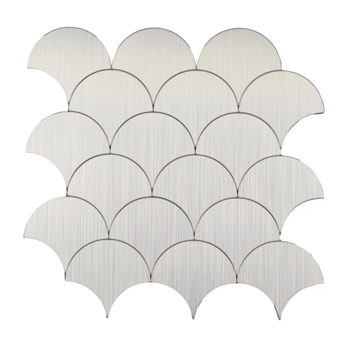 Crédence adhésive murale 3D  - Effet écailles 4 pièces - Argent