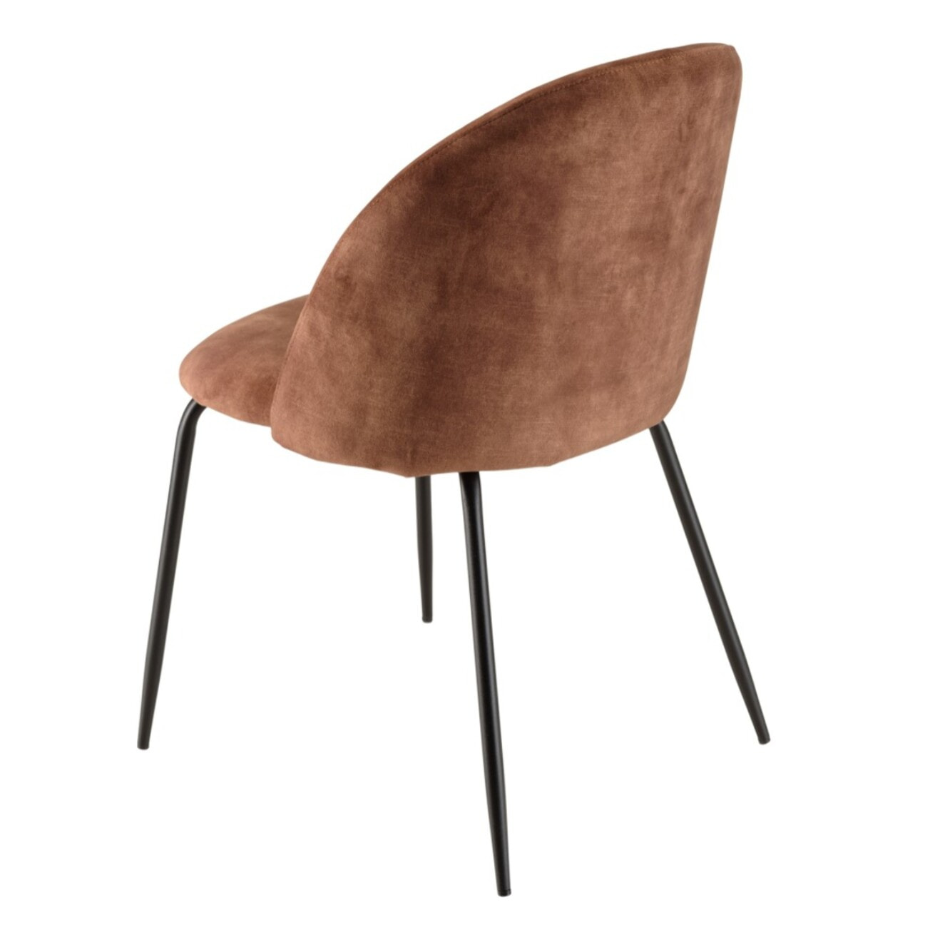 TOM - Lot de 2 chaises velours acajou dossier arrondi pieds acier noir