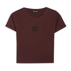 T-shirt slim donna con scritta ricamata