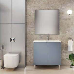 Ensemble de Salle de Bain Lust | 80 cm Bleu | Deux Portes | Lavabo Encastré | N'inclut pas le Miroir | Meuble Assemblé | Alday
