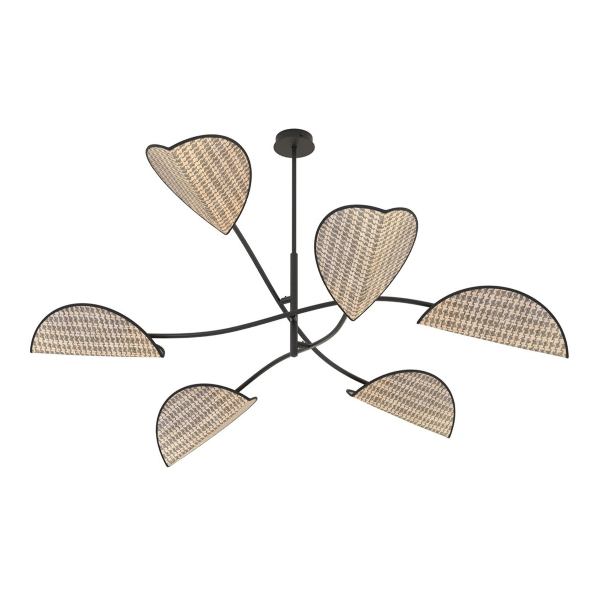 Lampada a sospensione LOTUS in acciaio nero e tessuto effetto velluto