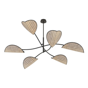 Lampada a sospensione LOTUS in acciaio nero e tessuto effetto velluto