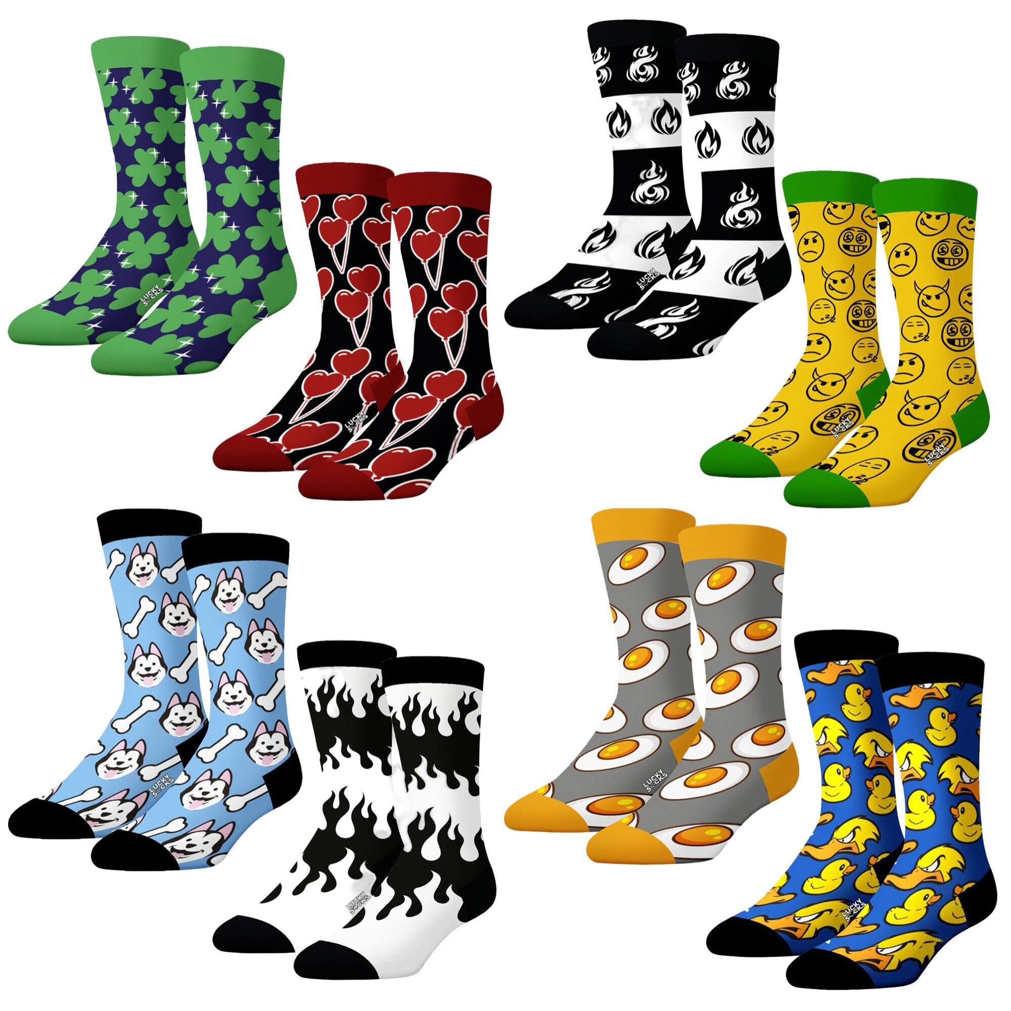 Set de 8 calcetines largos lucky socks con diseño variado
