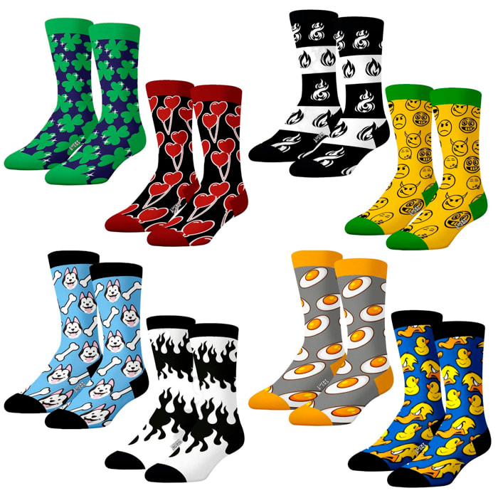 Set de 8 calcetines largos lucky socks con diseño variado