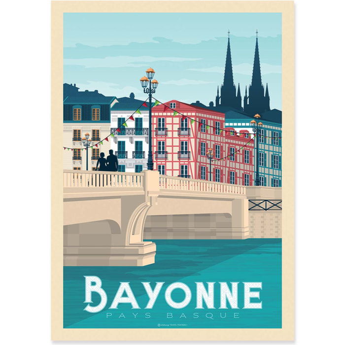 Affiche - Bayonne - Olahoop Travel Posters