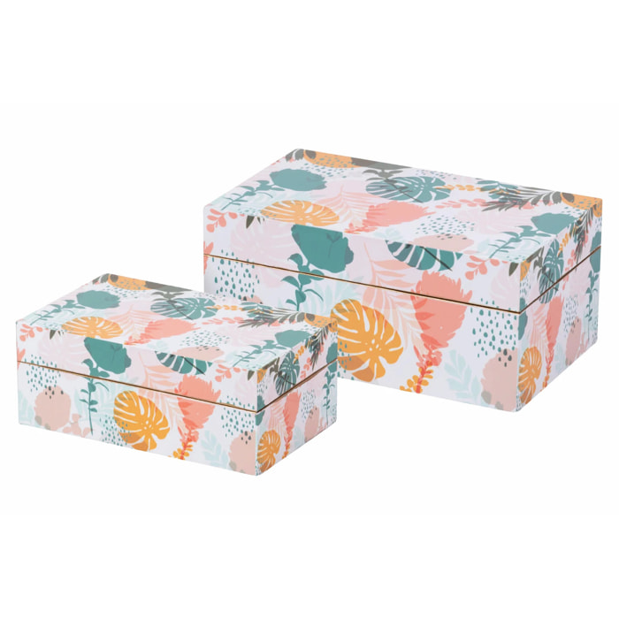 Set 2 Cajas Floral 25x15x11/20x12x8 Cm