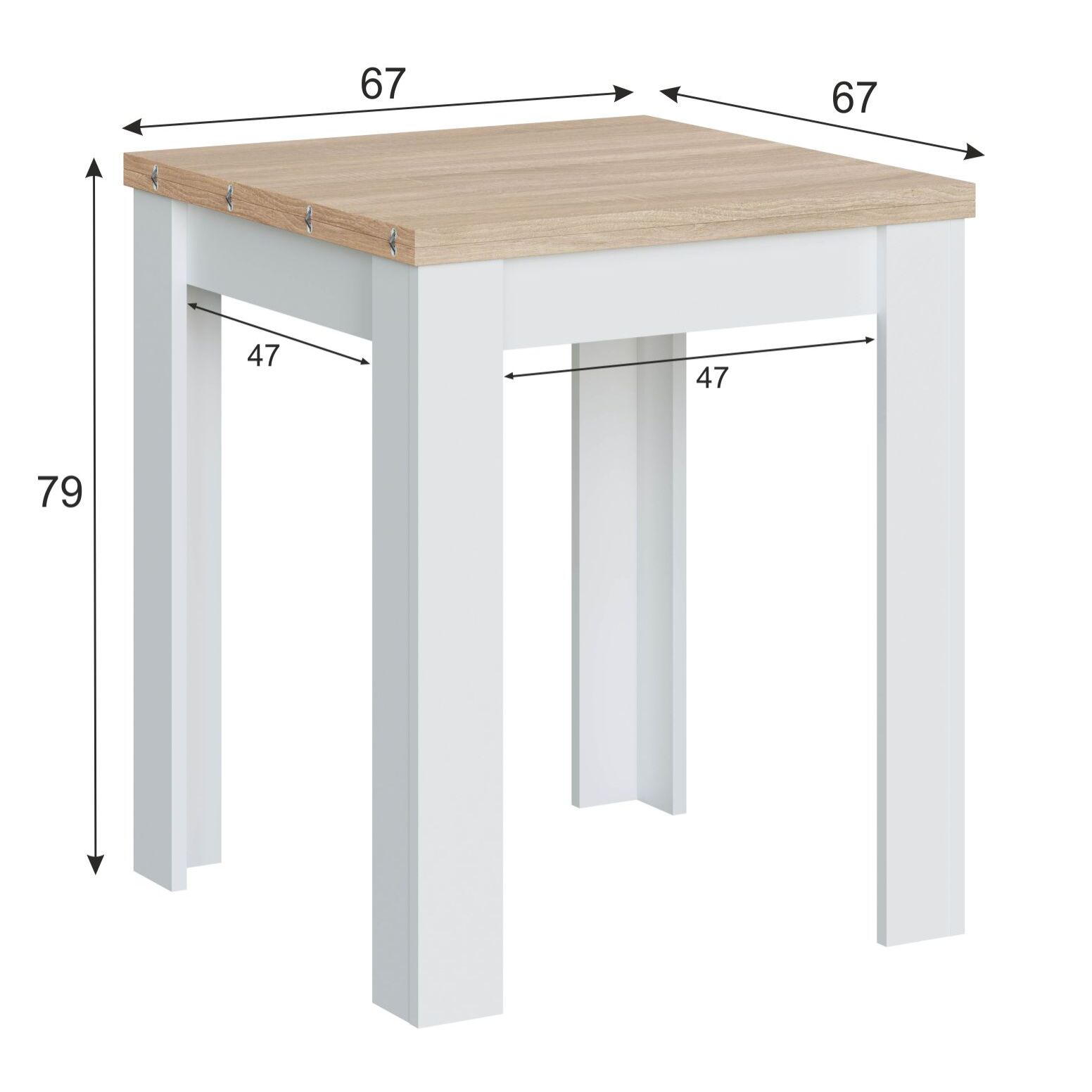 Tavolo Quadrato Allungabile Ausiliario Estensibile Design Moderno Stabile A Libro Da 67 A 134 Cm Con Piedini Antigraffio Bianco E Rovere