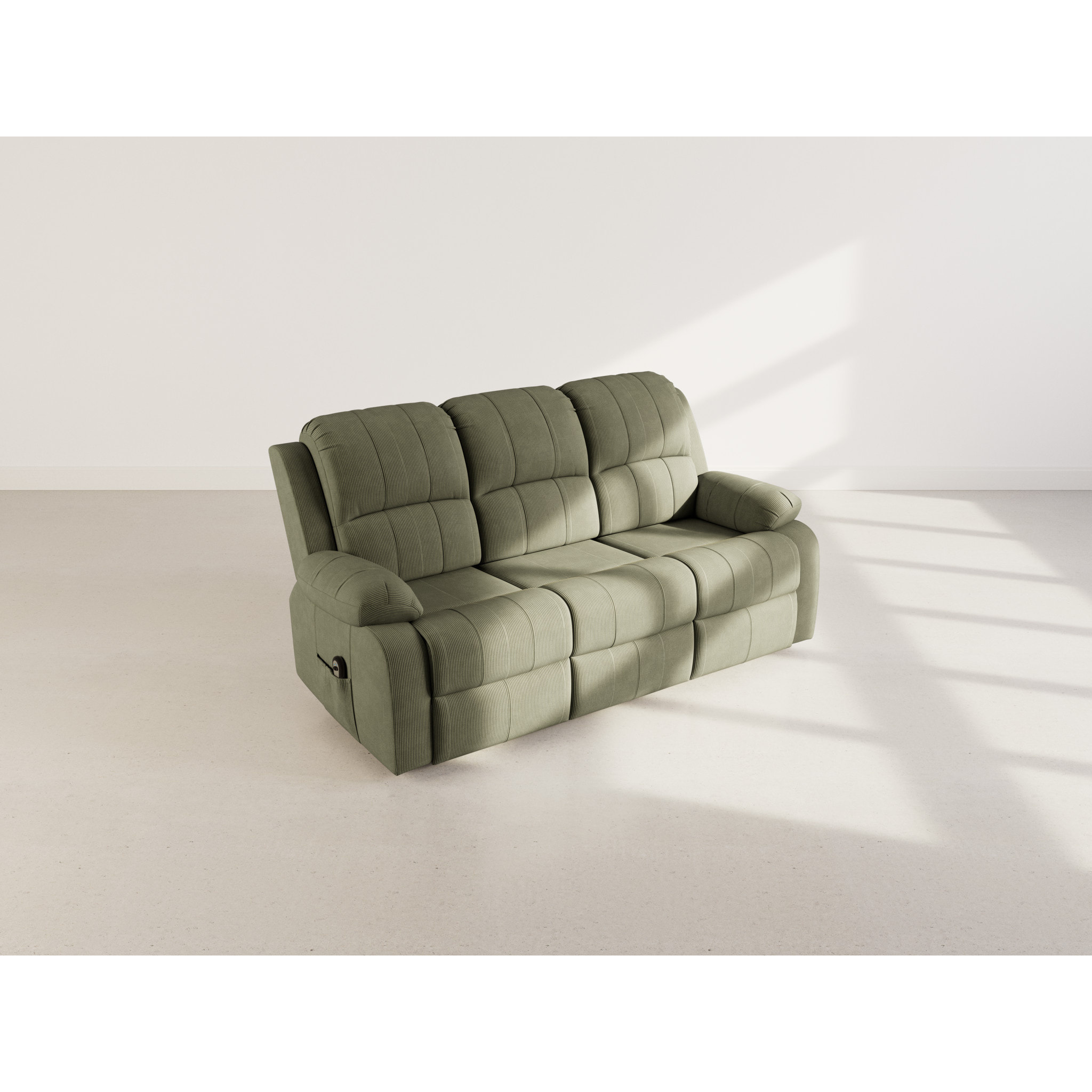 Armand - Canapé 3 places relax électrique en velours côtelé - Vert
