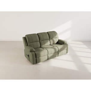 Armand - Canapé 3 places relax électrique en velours côtelé - Vert