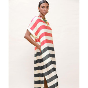 Abito lungo a righe tricolori