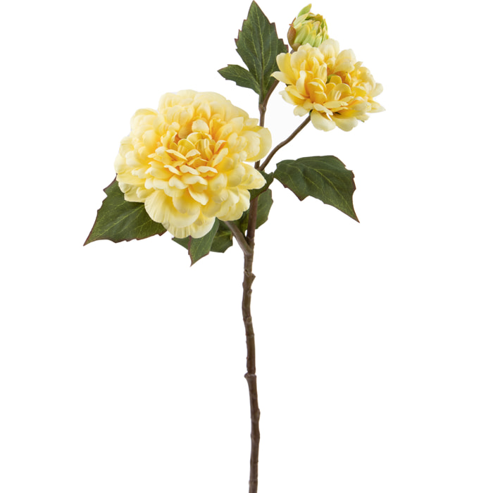 Fiore Di Dalia Composto Da 3 Fiori. Altezza 59 Cm - Pezzi 6 - 11X59X8cm - Colore: Giallo - Bianchi Dino - Fiori Artificiali