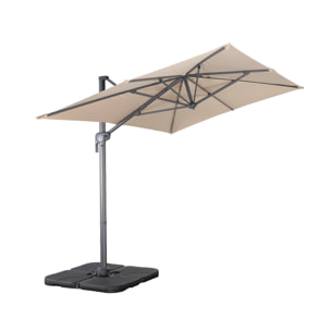 Parasol déporté rectangulaire 2x3m + 4 dalles à lester 50x50cm ANTIBES