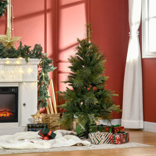 Sapin de Noël artificiel Ø 61 x 120H cm pied support inclus 260 branches épines grand réalisme vert