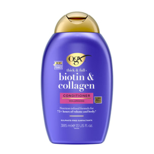 OGX Après-Shampooing Volumateur Biotine & Collagène, 385 ml – Soin capillaire avec formule infusée de nutriments – Sans sulfate