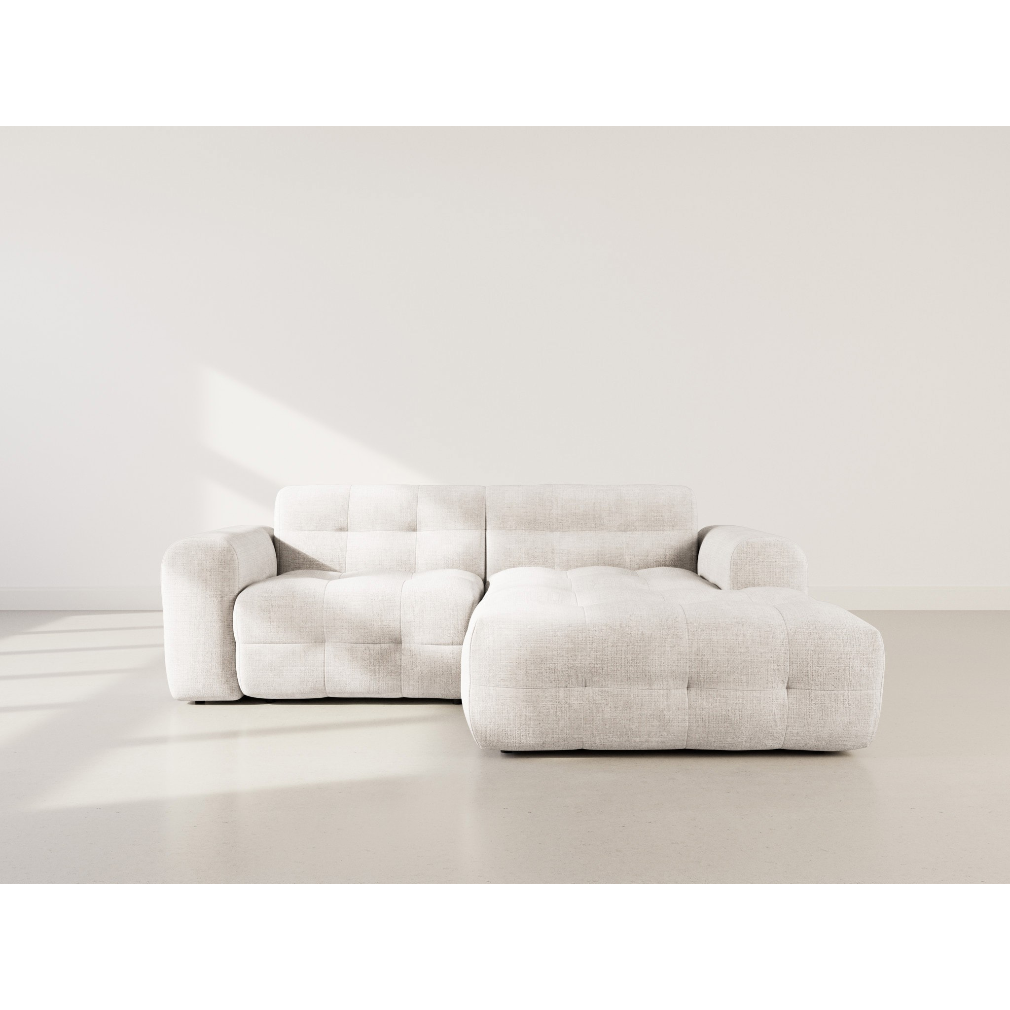 Diane - Canapé d'angle droit 4 places en velours texturé - Beige