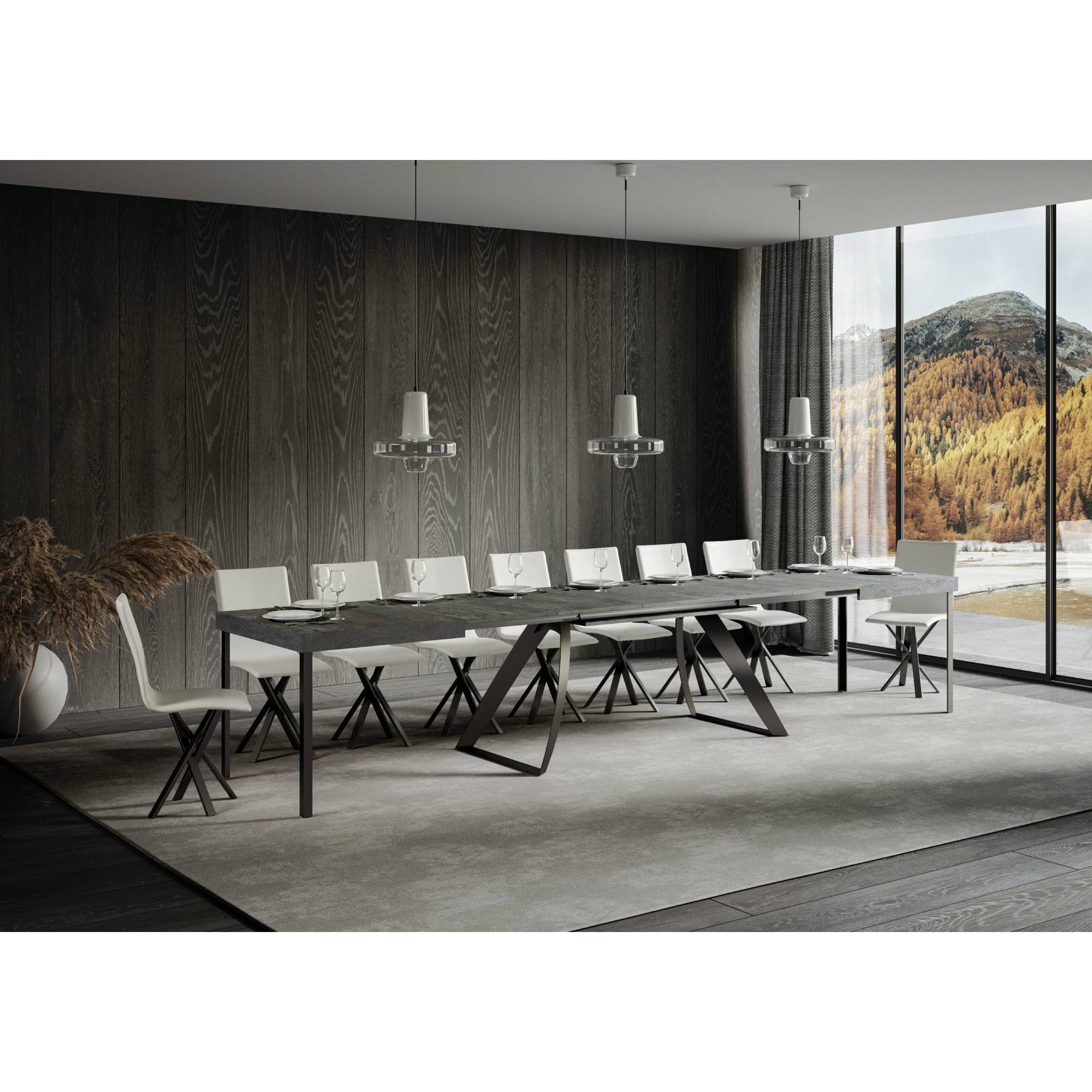 Tavolo allungabile 90x200/460 cm Proxy cemento telaio Antracite