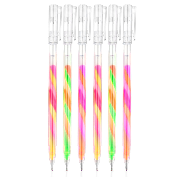 Set 6 rotuladores gel 1,2 mm magic rainbow con tapa