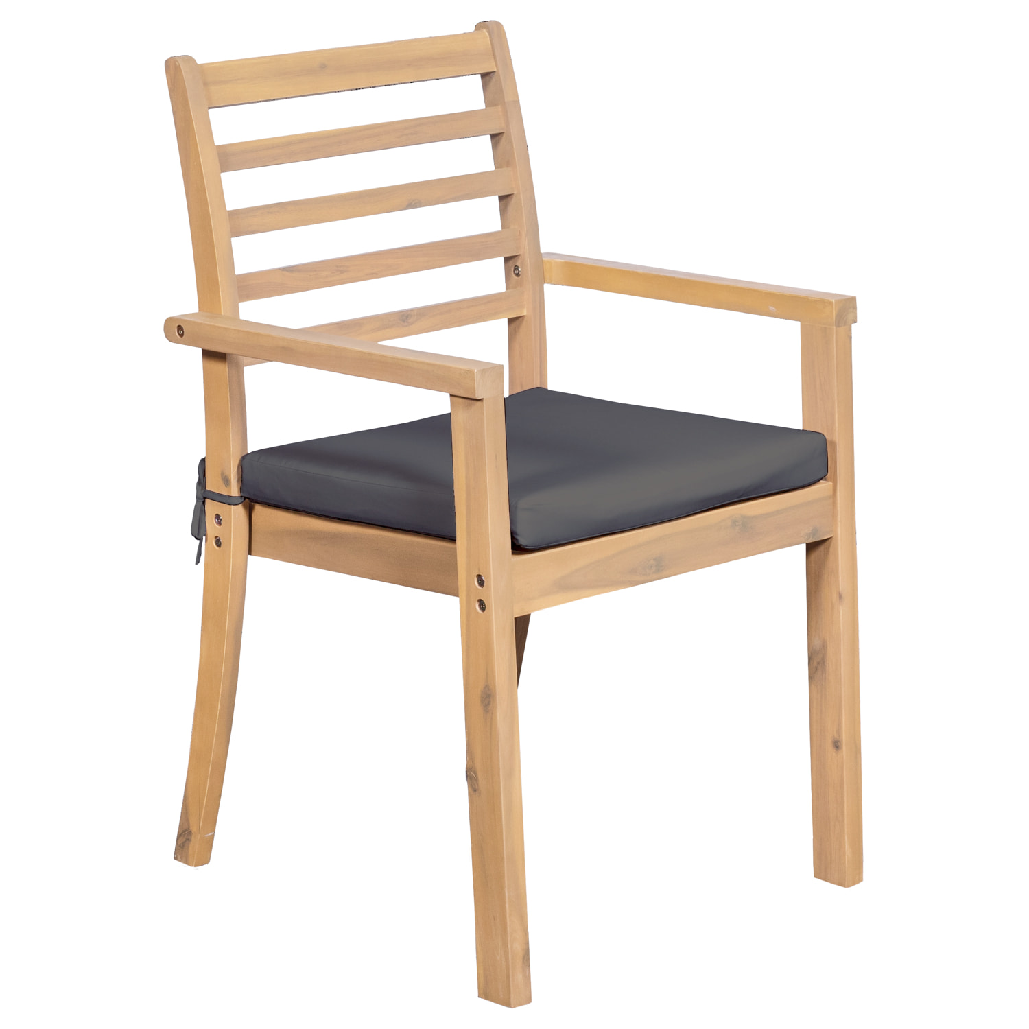 Salon de jardin extensible 180/240cm PADAR en acacia 8 places - coussins gris