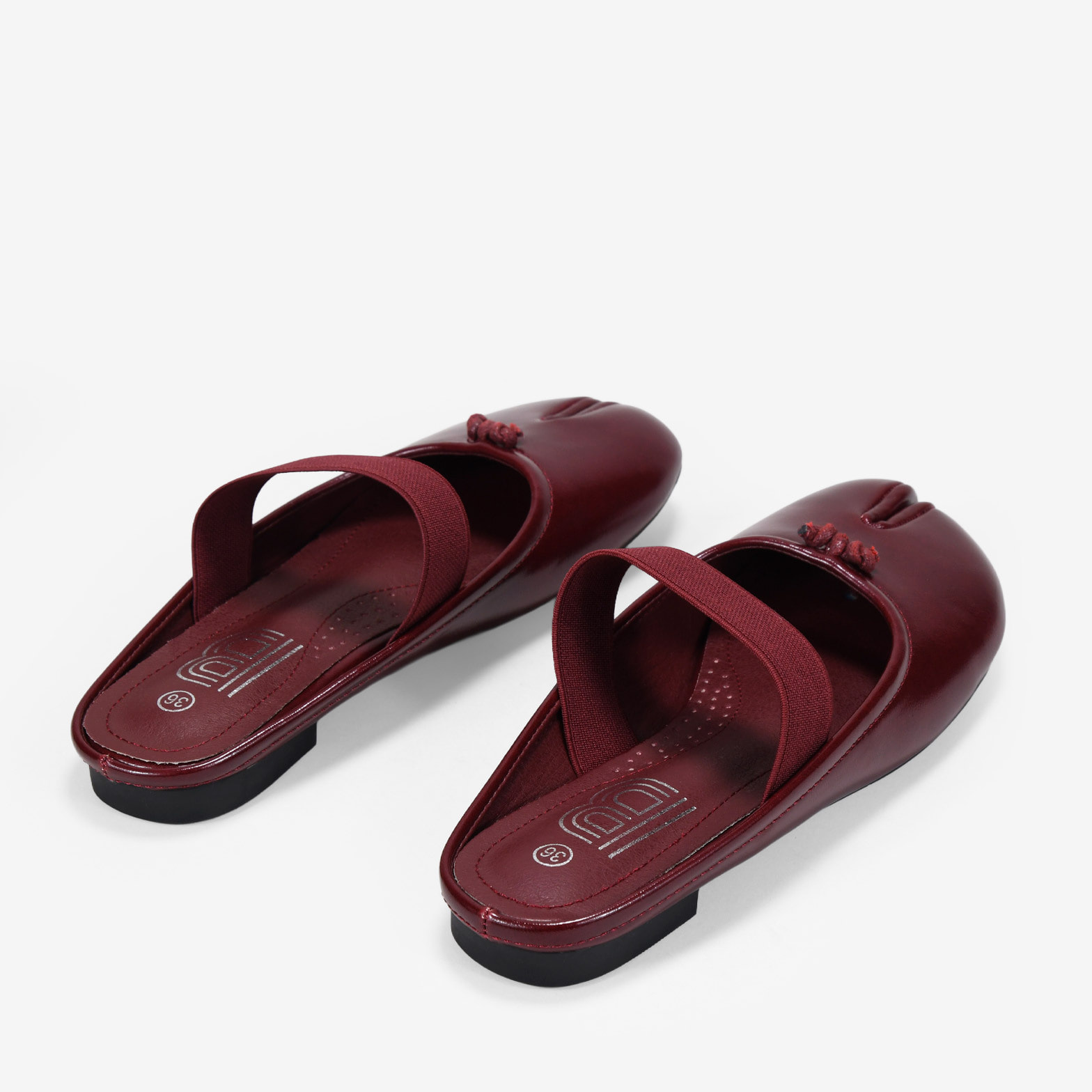 Bailarinas tabi destalonadas burdeos con lacito