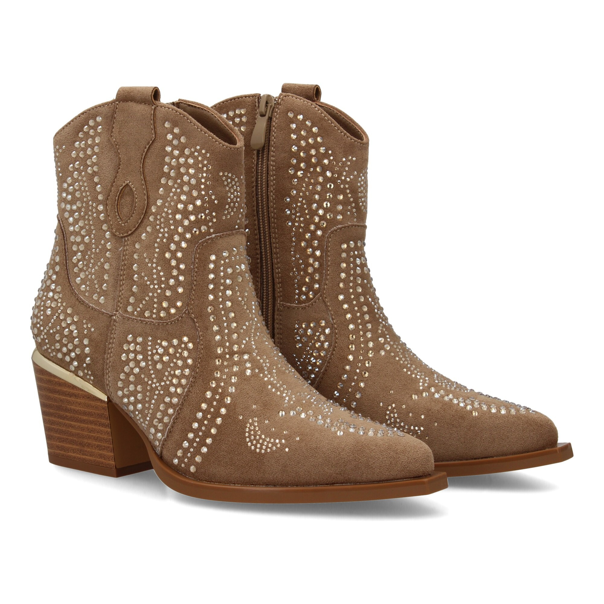 Botin de mujer con detalles brillantes y estilo Cowboy, ideal Otoño invierno