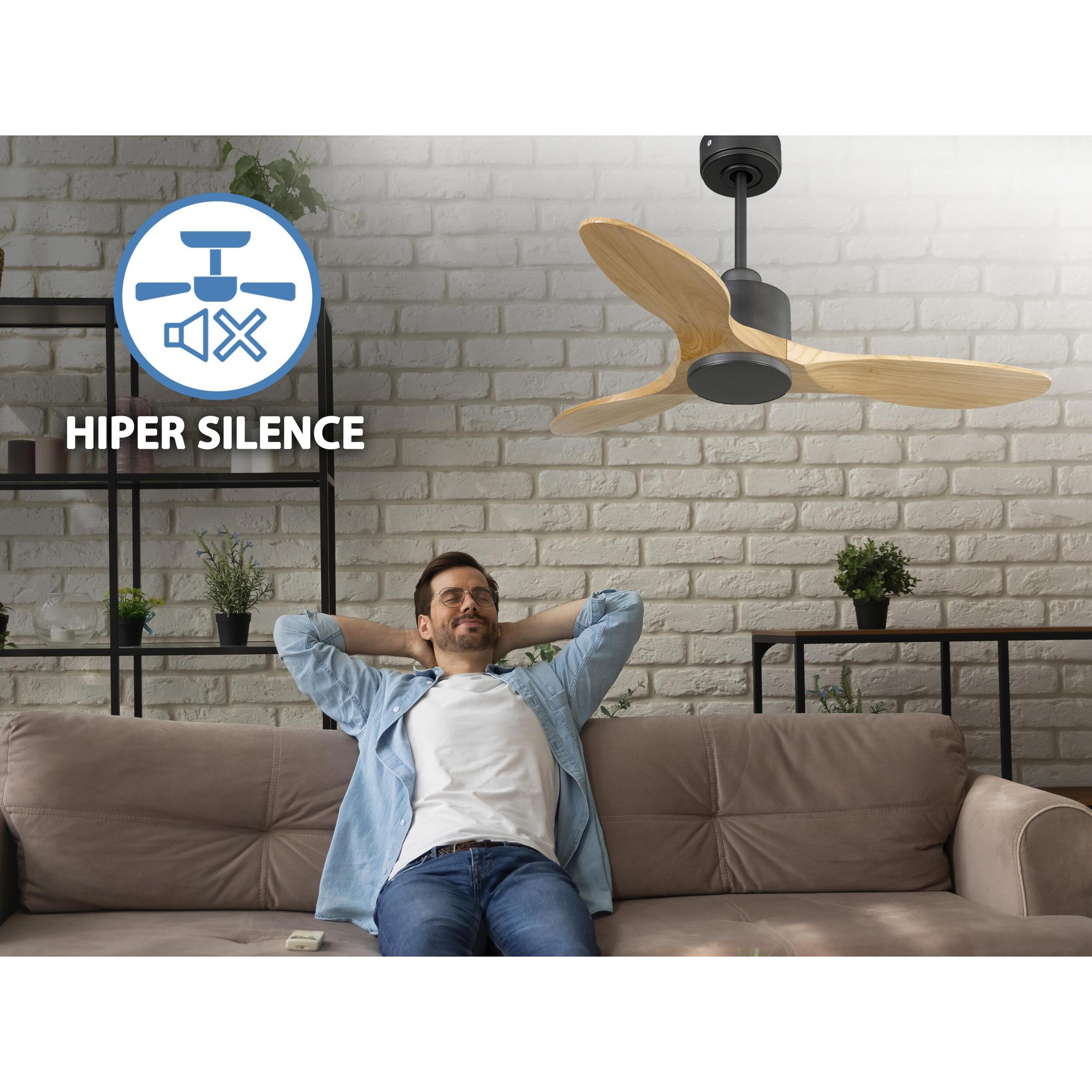 Ventilateur de plafond Réversible  Thermostat Wifi Moteur à courant continu Toits en pente Télécommande Hypersilence Mémoire