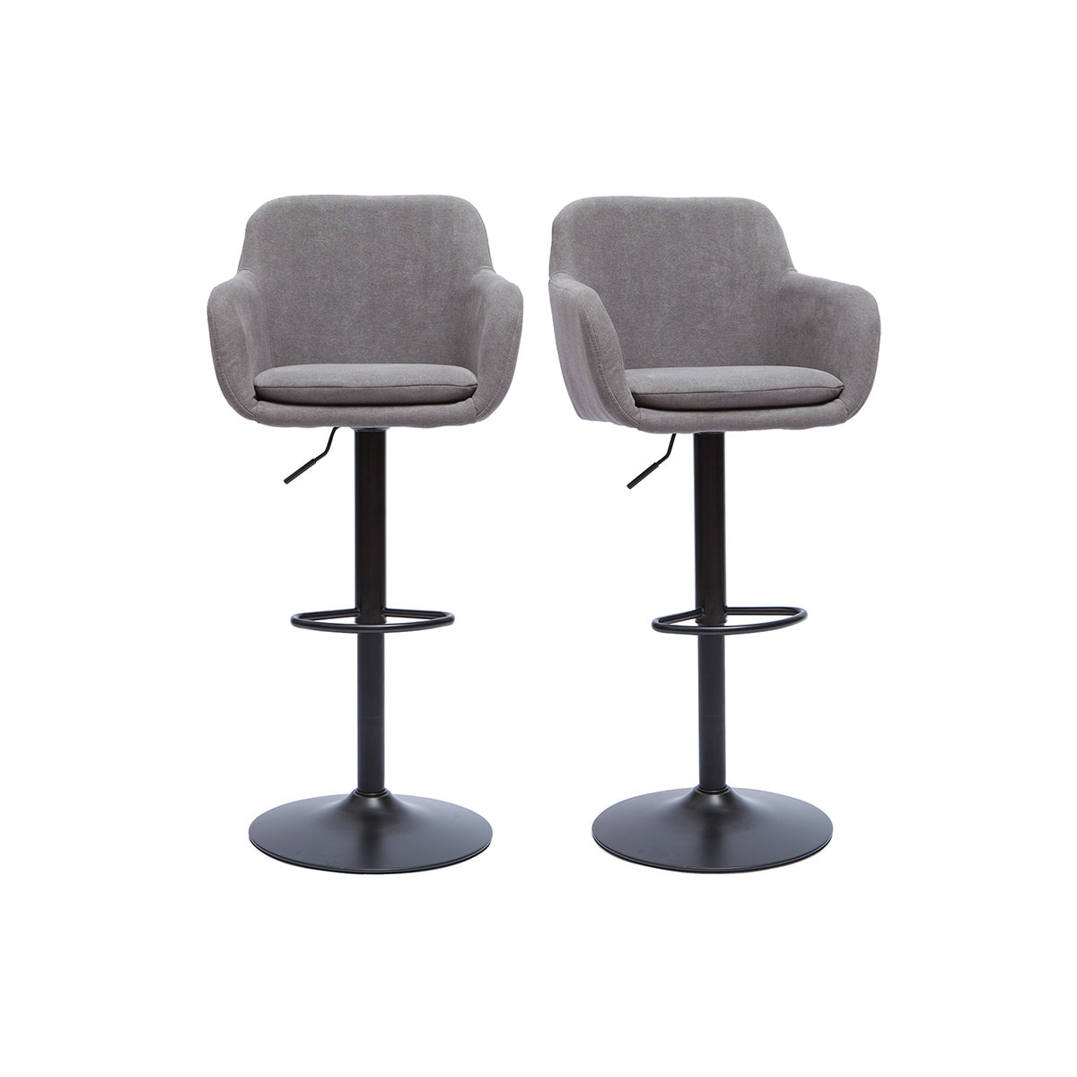 Tabourets de bar réglables tissu effet velours gris et métal (lot de 2) AMIKA