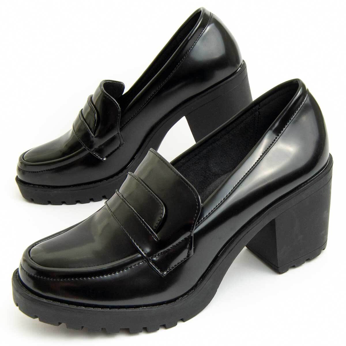 Mocasines De Tacón - Negro - Altura: 7 Cm