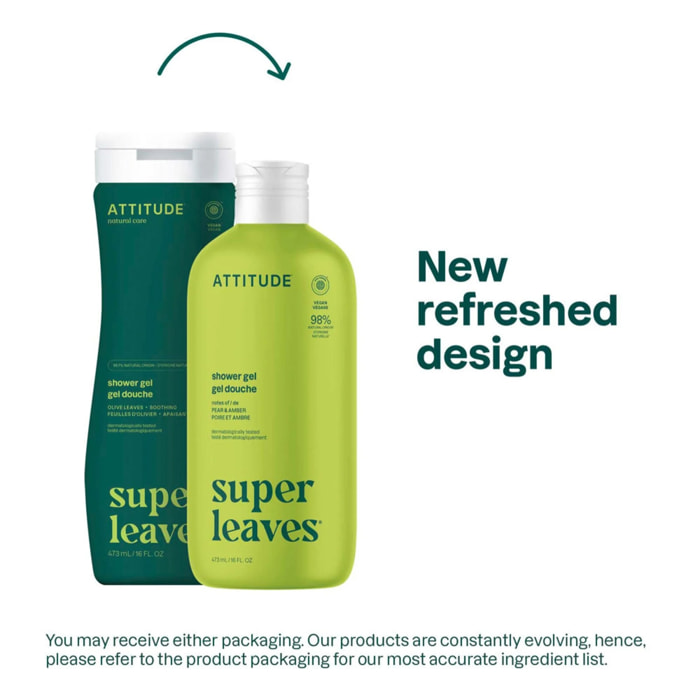 Super leaves Gel de ducha calmante Pear & Amber 473 ml